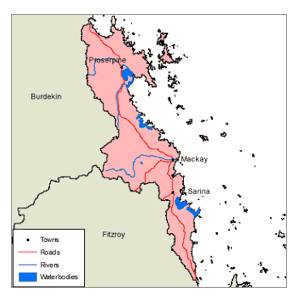 Reef Catchments Mackay NRM regional summary map.