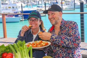 Pip Courtney and Matt Golinski at the Farm to Plate bus tour