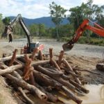 Construction of log jams on the O’Connell River in Sep 2012.