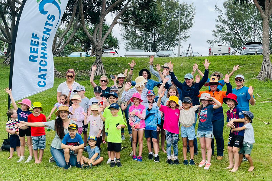 Attendees at the CoastCare children's event at Harbour Beach on 18 April 2021.