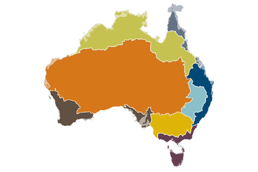 Climate change map of Australia.