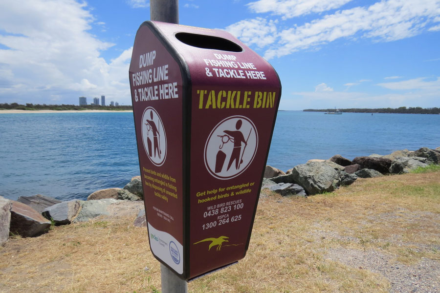 Tackle bin on foreshore.