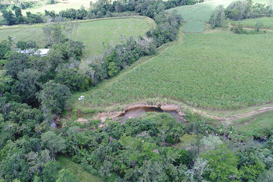 Aerial image of Murray Creek and erosion.