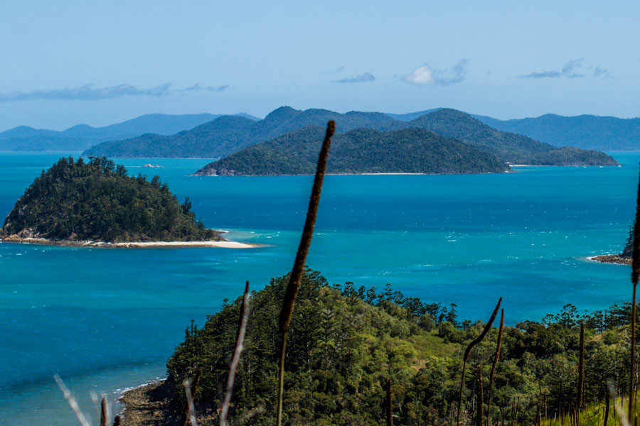 View of islands off the coast of Mackay.