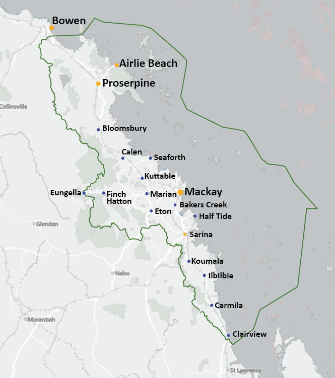 Mackay Whitsunday Isaac regional map