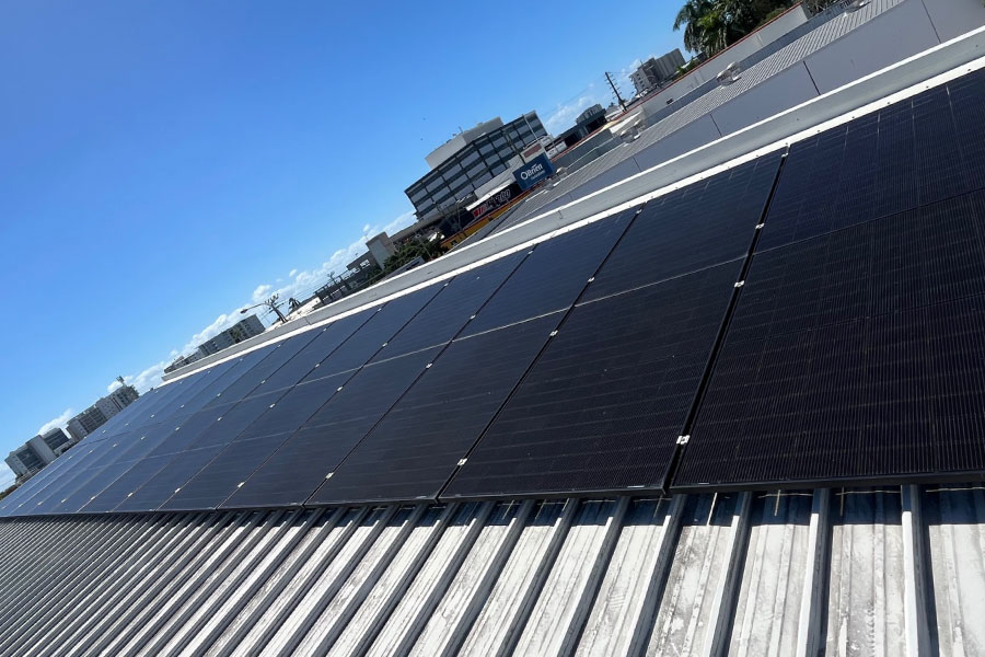 Solar panels on office roof