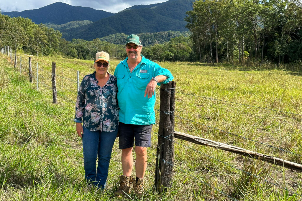 Penny and Owen morgan standing with their fencing on their paddock